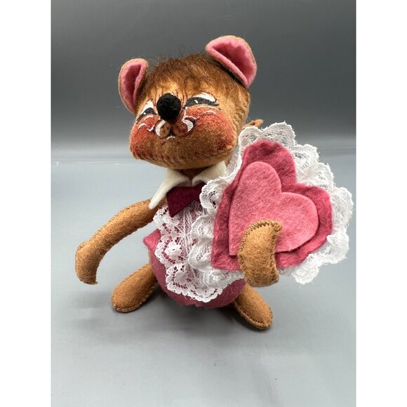 Annalee Vintage Valentines Day Mouse Doll 6" w/ Box Handcrafted Pink Lace Heart - Picture 8 of 14